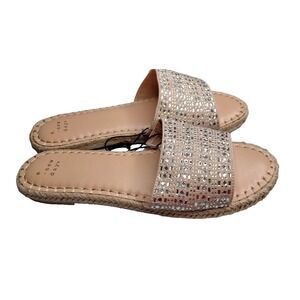 A‎ New Day Women Rose Gold Embellished Slide Sandals Espadrille Sole Size 6.5